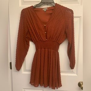 Burnt Orange mini long sleeve dress